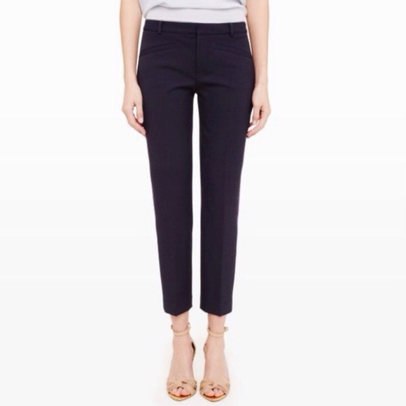 Club Monaco Ali Crop Slim Fit Textured Pants In Black Size 4 Euc